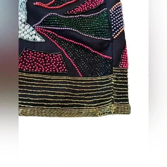 RARE VINTAGE 1980s Lillie Rubin Silk Beaded Cocktail Dress Size Small - Picture 9 of 13